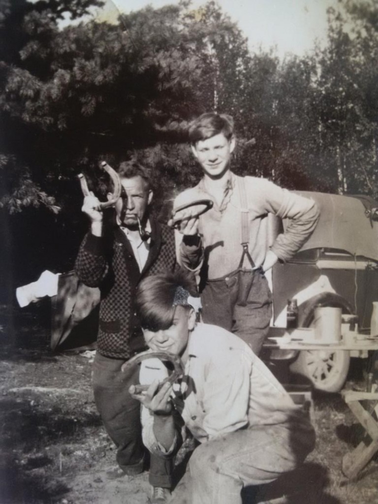 vintage photo of young men playing horseshoes
