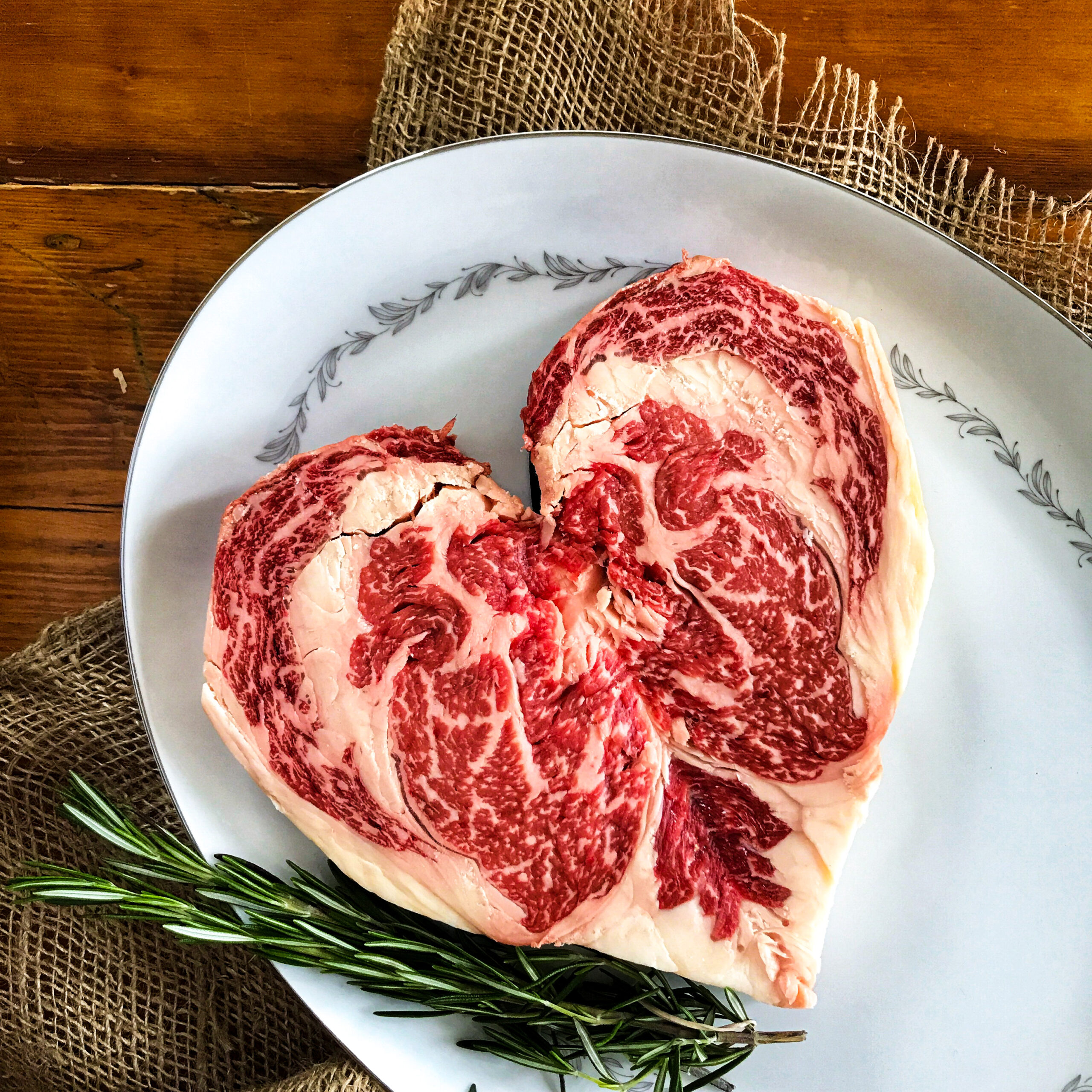 Valentine's Day Heart-Shaped Ribeye Steak