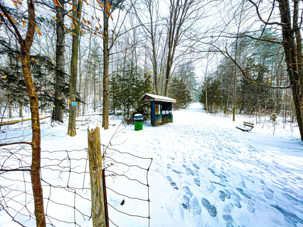 The trail head at Silver Creek Conservation Area off of Trailbrook Trail.