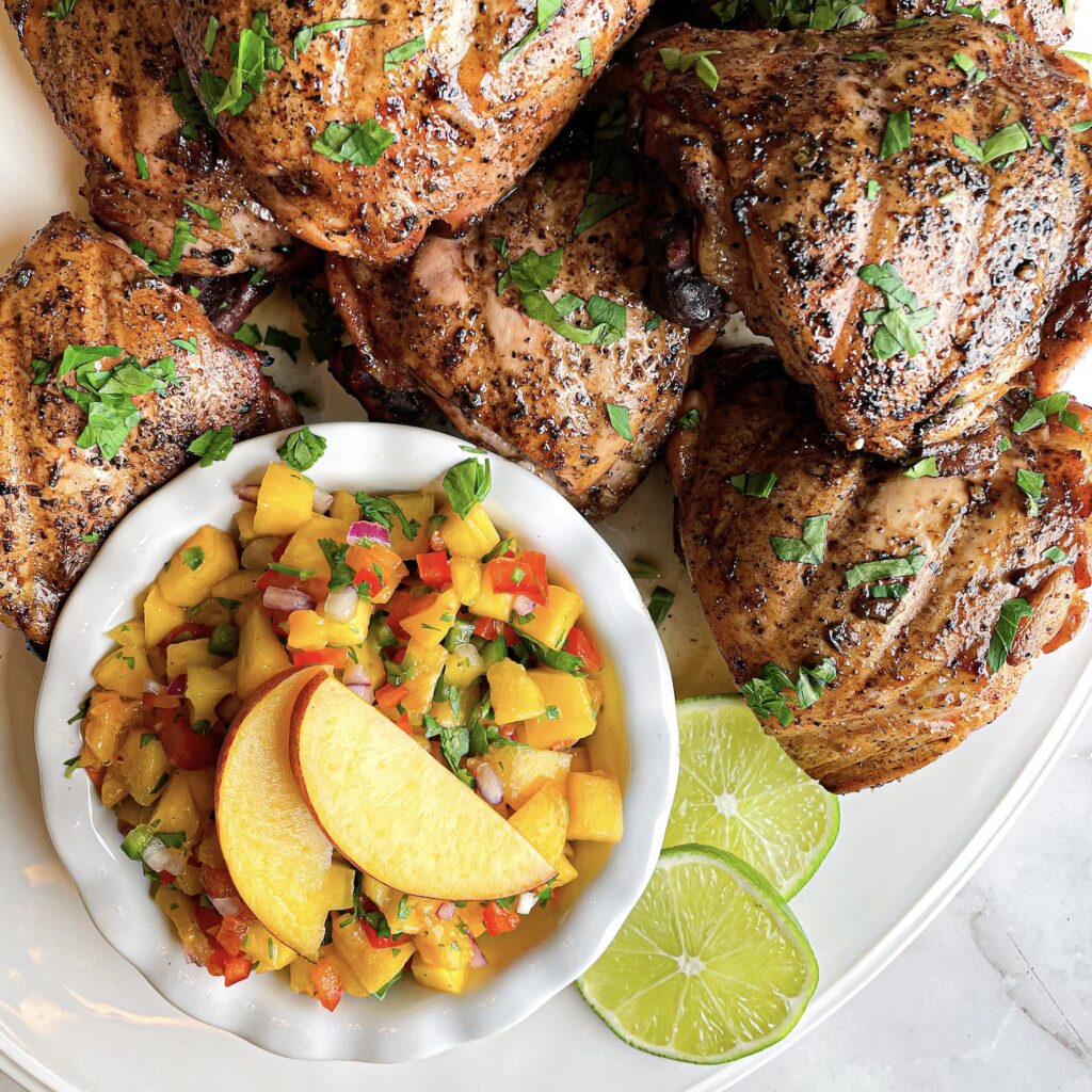 Tequila Chicken with Peach Salsa