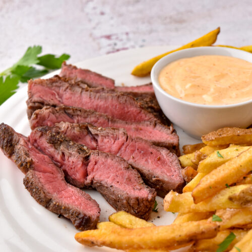 Flat Iron Steak Frites with Chipotle Mayo