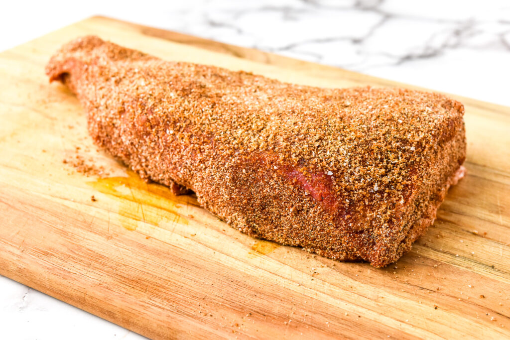 Tri tip with a dry rub, ready for the smoker