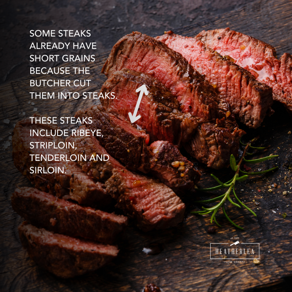 Do I need to cut against the grain on ribeye, striploin, tenderloin or sirloin steak?