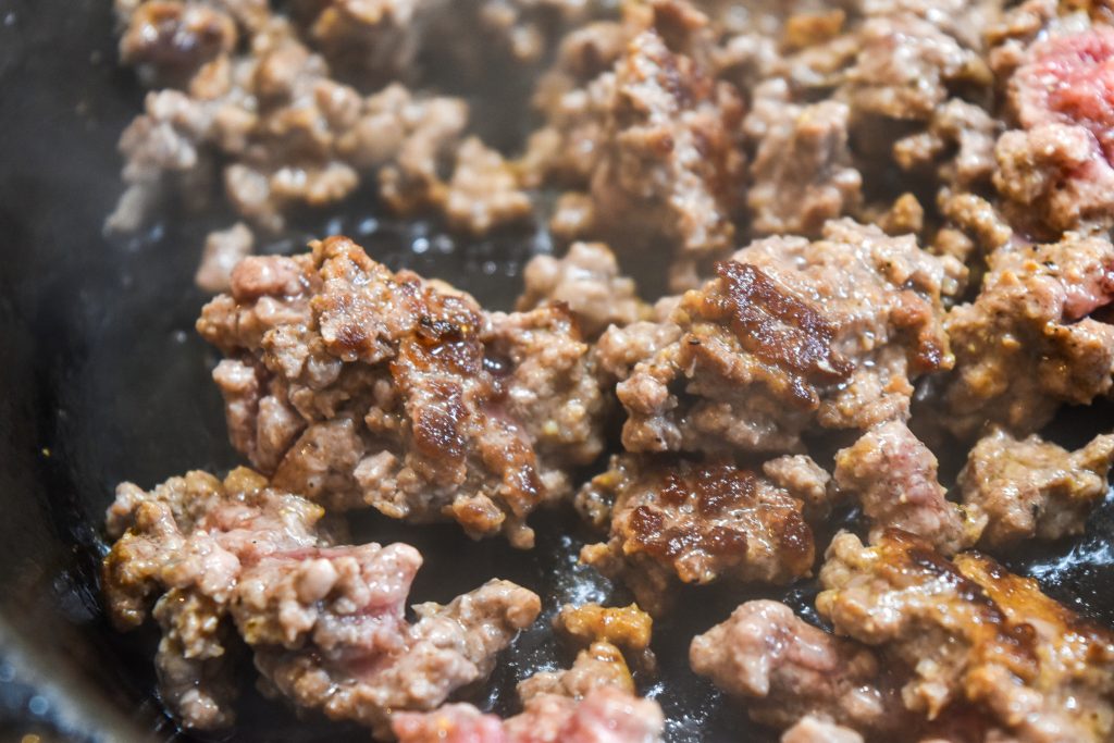 Seared ground beef