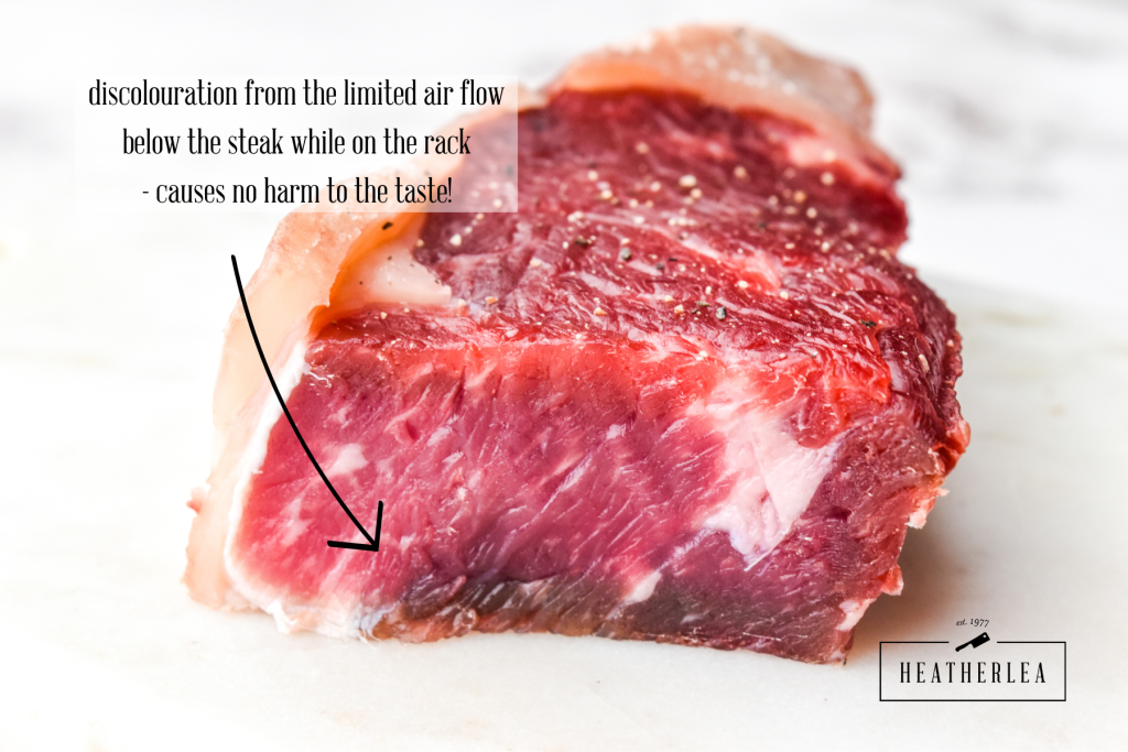 Air can cause harmless discolouration to steak