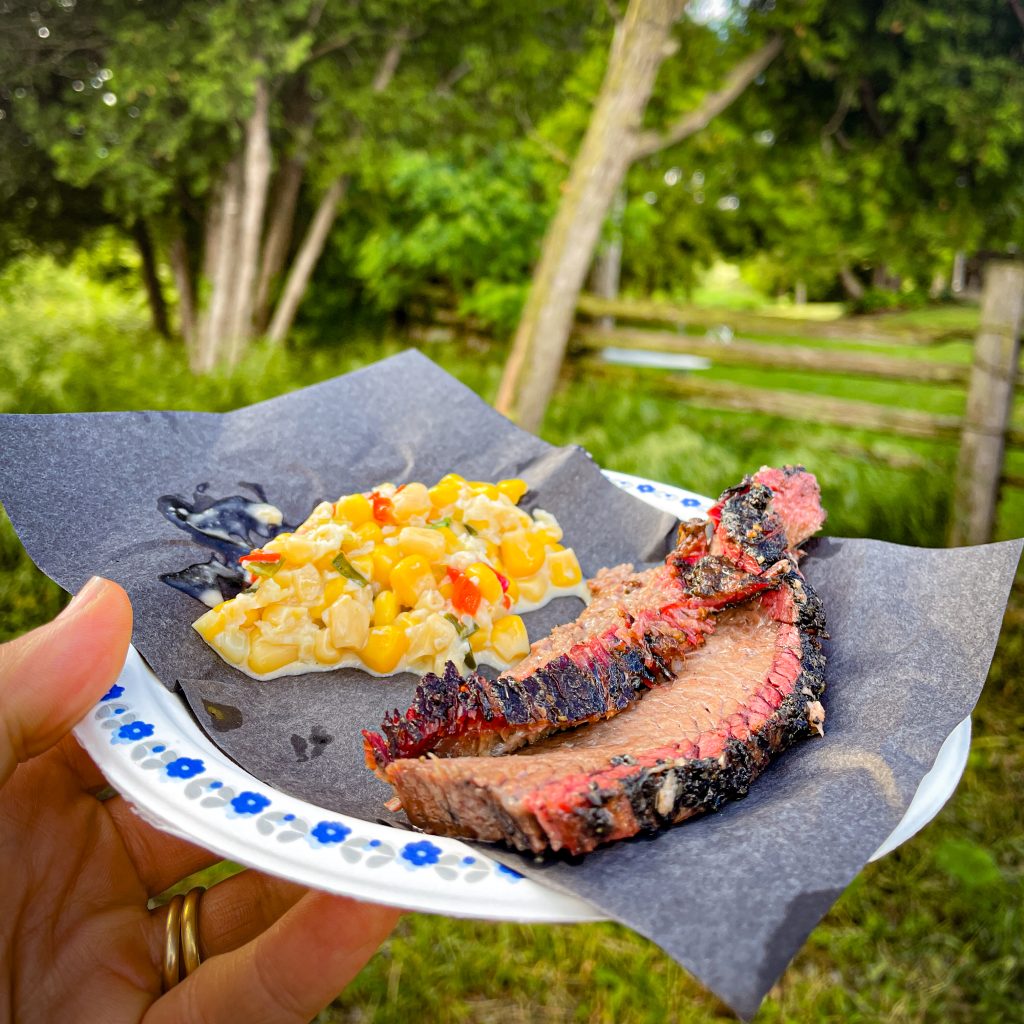 Competition Winning Smoked Hot and Fast Brisket with Bourbon Creamed Corn